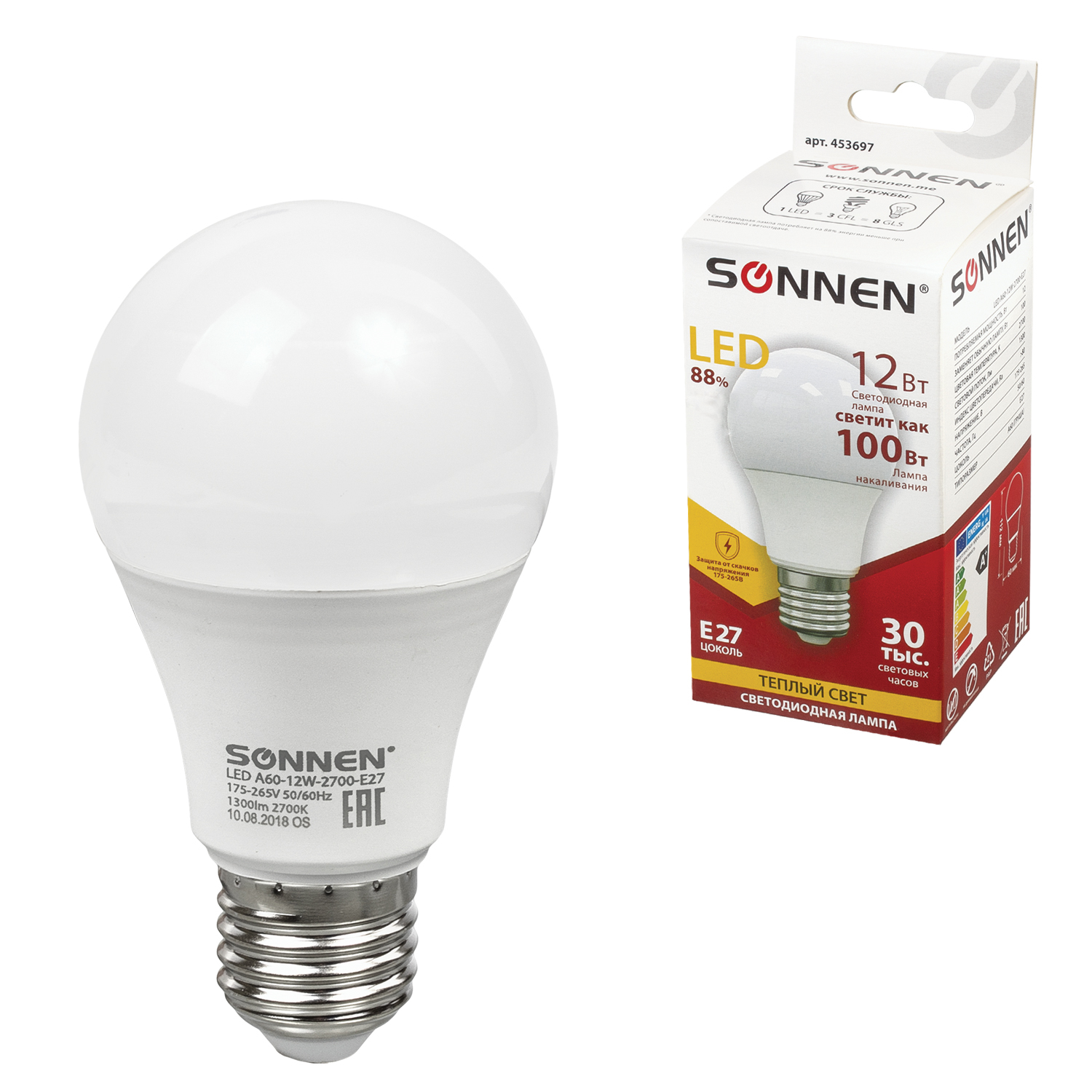   SONNEN, 12(100), 27, , /, LED A60-12W-2700-E27, 453697